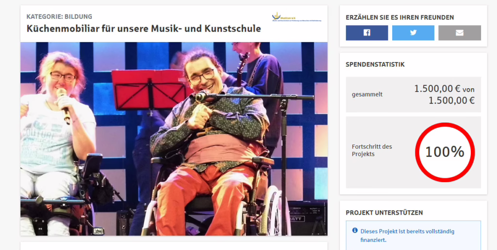 Unser Vereins-Projekt ist komplett finanziert